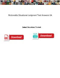 Mcdonalds Situational Judgment Test Answers Uk