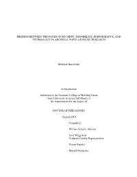 Tangibility, Performance, and Technology in Archival Popular Music Research