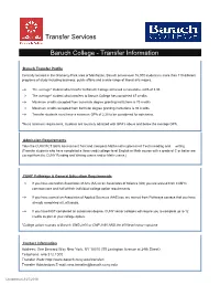 Baruch College Transfer Information