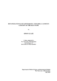 Beyond Rationalist Orthodoxy: Towards a Complex Concept of the Self in Ipe
