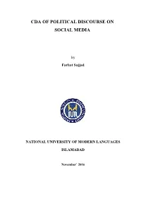CDA of Political Discourse on Social Mediasubmitted by Me in Partial Fulfillment of Ph.D