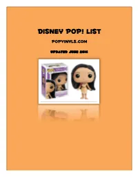 Disney Pop! List Popvinyls.Com