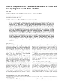 Effect of Temperature and Duration of Maceration on Colour and Sensory Properties of Red Wine: a Review