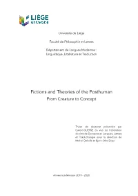 Fictions and Theories of the Posthuman from Creature to Concept