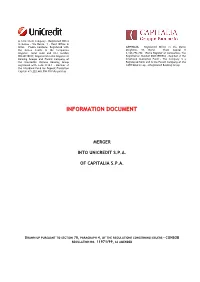 Information Document (Documento Informativo) Relating to the Merger Pursuant to Art