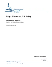 Libya: Unrest and U.S