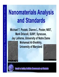 Nanomaterials Analysis and Standards