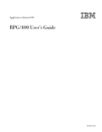 RPG/400 User's Guide