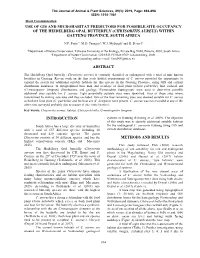 Use of Gis and Microhabitat Predictors for Possible Site Occupancy of the Heidelberg Opal Butterfly (Chrysoritis Aureus) Within Gauteng Province, South Africa