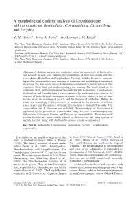 A Morphological Cladistic Analysis of Lecythidoideae with Emphasis on Bertholletia, Corythophora, Eschweilera, and Lecythis