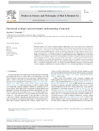 Functional Ecology's Non-Selectionist Understanding of Function