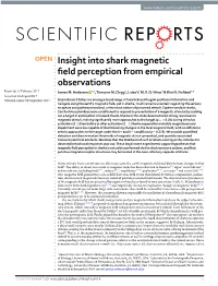 Insight Into Shark Magnetic Field Perception from Empirical