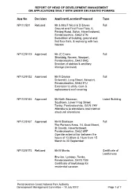 Report of Head of Development Management on Applications Dealt with Under Delegated Powers