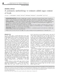 A Systematic Methodology to Estimate Added Sugar Content of Foods