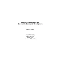 Community Informatics and Geographic Community Development