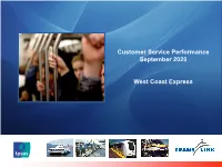 Customer Service Performance September 2020 West Coast Express