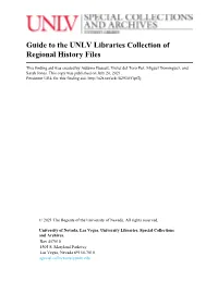 Guide to the UNLV Libraries Collection of Regional History Files