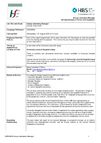 HBS08958 Group Laboratory Manager 1 Group Laboratory Manager Job Specification & Terms and Conditions Job Title and Grade Gr