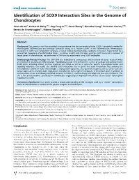 Identification of SOX9 Interaction Sites in the Genome of Chondrocytes
