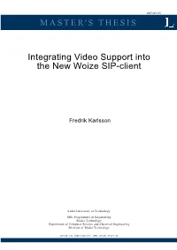 MASTER's THESIS Integrating Video Support Into the New Woize SIP-Client