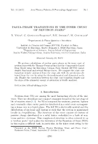 Pasta-Phase Transitions in the Inner Crust of Neutron Stars∗
