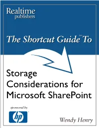 Storage Considerations for Microsoft Sharepoint