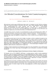 Air-Minded Considerations for Joint Counterinsurgency Doctrine Written by Charles J
