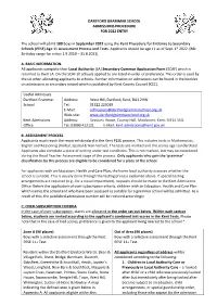 Dartford Grammar School Admissions Criteria 2022-2023