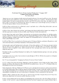 Docklands History Group Meeting Wednesday 1St August 2007 London Locks, Docks, and Marinas by Jeremy Batch