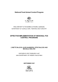 Effective Implementation of Regional Fox Control Programs