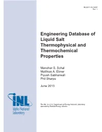 Engineering Database of Liquid Salt Thermophysical and Thermochemical Properties