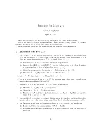 Exercises for Math 276