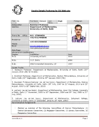 Faculty Details Proforma for DU Web-Site