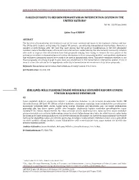 Failed Efforts to Reform Humanitarian Intervention System in the United Nations