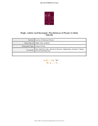 For Peer Review Only 17 18 19 the Return of Berengar of Ivrea to Italy in 945 Was a Point of Great Change for the Political 20 21 22 Networks of the Kingdom of Italy