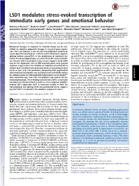 LSD1 Modulates Stress-Evoked Transcription of Immediate Early Genes and Emotional Behavior