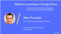 Machine Learning in Google Drive