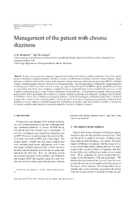 Management of the Patient with Chronic Dizziness