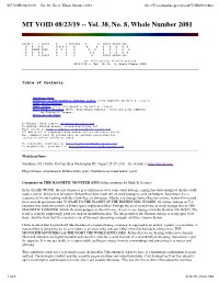 MT VOID 08/23/19 -- Vol. 38, No. 8, Whole Number 2081 ﬁle:///Users/Markleeper/Mtvoid/VOID0823.Htm