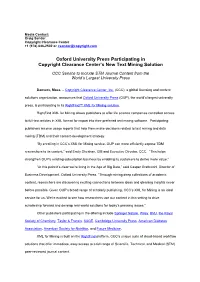 Oxford University Press (OUP), the World’S Largest University Press, Is Participating in Its Rightfind™ XML for Mining Solution