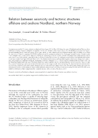 Relation Between Seismicity and Tectonic Structures Offshore and Onshore Nordland, Northern Norway