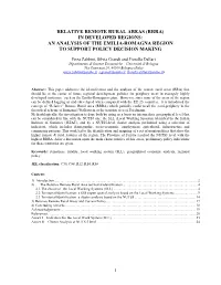 Relative Remote Rural Areas (Rrra) in Developed Regions: an Analysis of the Emilia-Romagna Region to Support Policy Decision Making