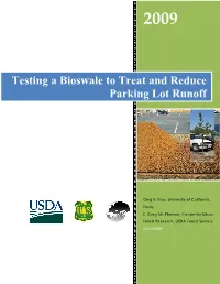 Testing a Bioswale to Treat and Reduce Parking Lot Runoff