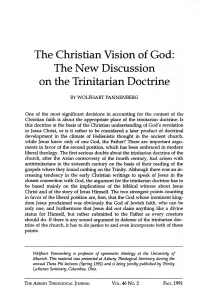 The Christian Vision of God: the New Discussion on the Trinitarian Doctrine