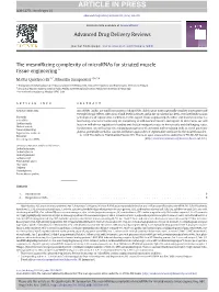 The Mesmirizing Complexity of Micrornas for Striated Muscle Tissue Engineering☆