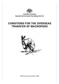 Conditions for the Overseas Transfer of Macropods