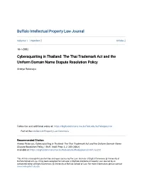 Cybersquatting in Thailand: the Thai Trademark Act and the Uniform Domain Name Dispute Resolution Policy