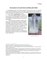 Descendants of Jacob Christ and Mary Bortsfield