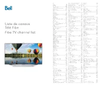 Fibe TV Channel List / Liste Des Canaux Télé Fibe