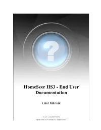 Homeseer HS3 - End User Documentation